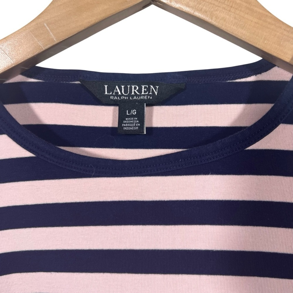 Lauren Ralph Lauren Striped Stretch Cotton Tee Size Large - Picture 4 of 5